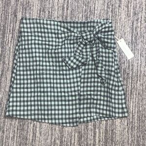 Copper Key Womens Size XL Wrap Skirt Green Black Plaid Side Tie‎ Zip Closure NWT